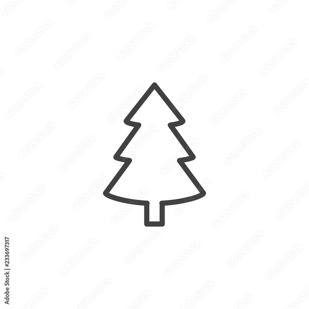 Xmas spruce tree outline icon. linear style sign for mobile concept and web design. Fir tree simple line vector icon. Symbol, logo illustration. Pixel perfect vector graphics Xmas spruce tree outline icon. linear style sign for mobile concept and web design. Fir tree simple line vector icon. Symbol, logo illustration. Pixel perfect vector graphics