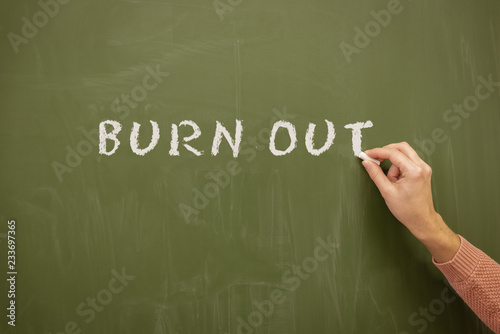Burnout handwritten on a chalkboard