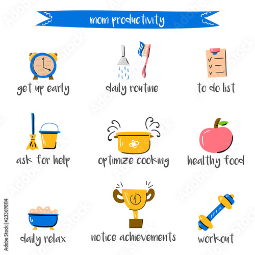 Vector illustration, mom productivity theme