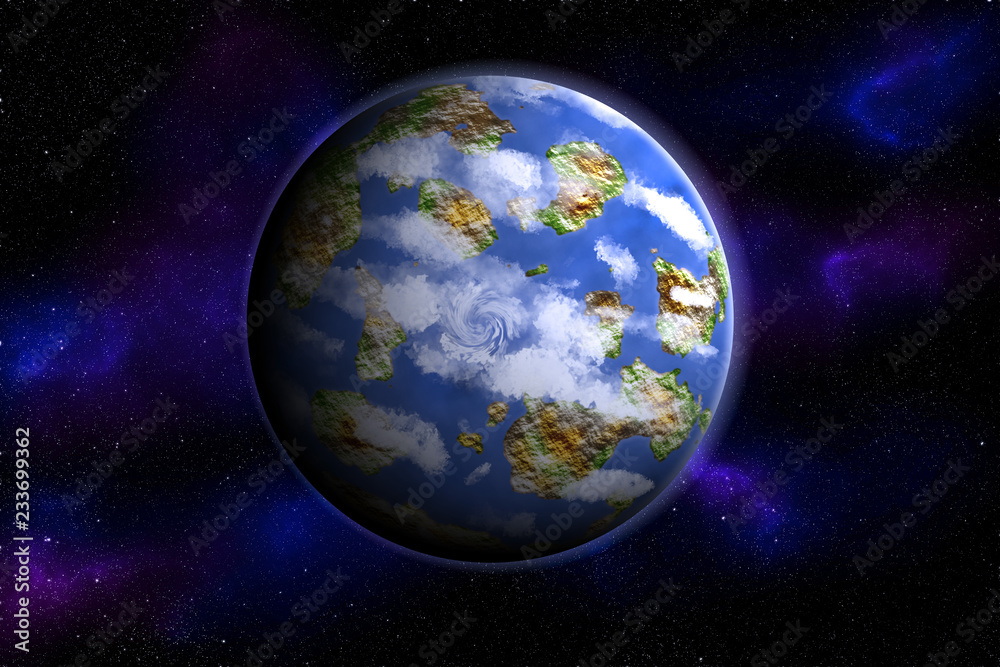 Fototapeta premium Earthlike planet on stars background