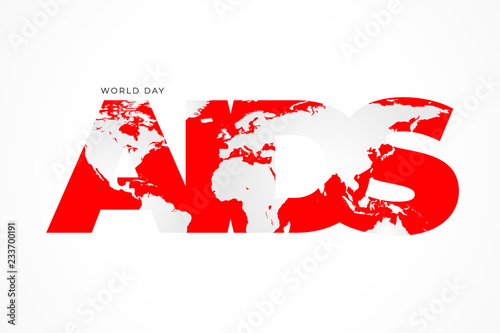 World AIDS day typographic poster for HIV national awareness campaign.