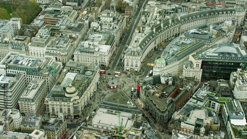 Aerial view of Piccadilly Circus London UK photo