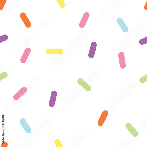 Colorful vector confetti pattern. multicolored sticks. Bakery themed donut