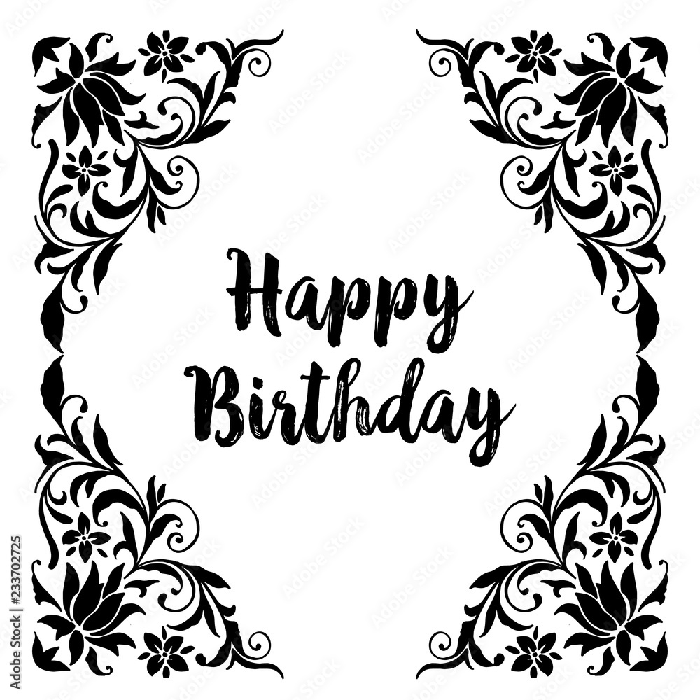 Birthday card with cute flowers vector illustration