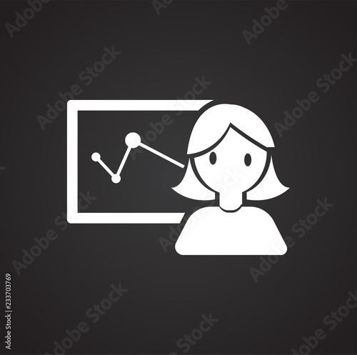 Coworking diagram on black background icon
