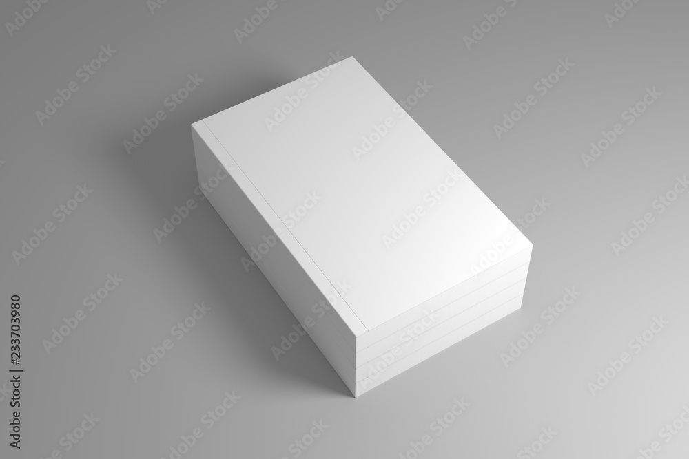 Stack of blank books on gray background with shadow. 3D illustration mock up template. Stack of blank books on gray background with shadow. 3D illustration mock up template.