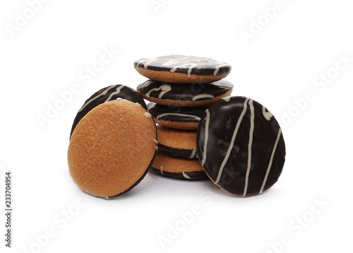 Chocolate cookies, biscuits isolated on white background © dule964