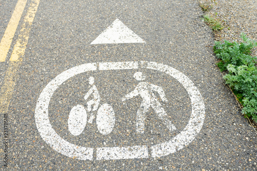 Footpath in city park for cyclists and joggers