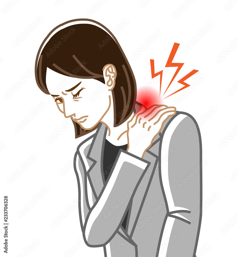Stiff Shoulder - Physical disease image clip art - Business woman , Line art Stiff Shoulder - Physical disease image clip art - Business woman , Line art