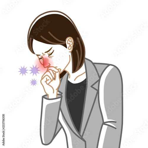 Rhinitis - Physical disease image clip art - Business woman , Line art