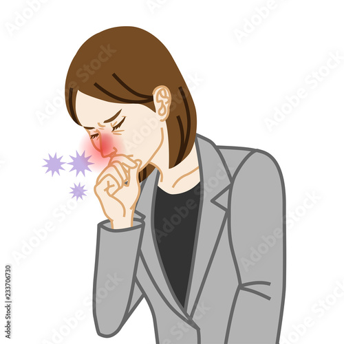 Rhinitis - Physical disease image clip art - Business woman