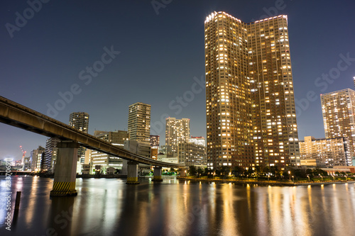 naight view along the canal   shinagawa tokyo  photo