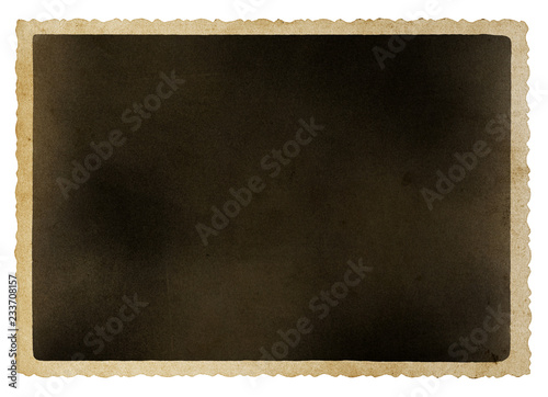 Vintage blank old black and white photo isolated on white background.