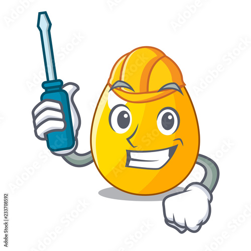 Automotive golden egg with cartoon shape reflection