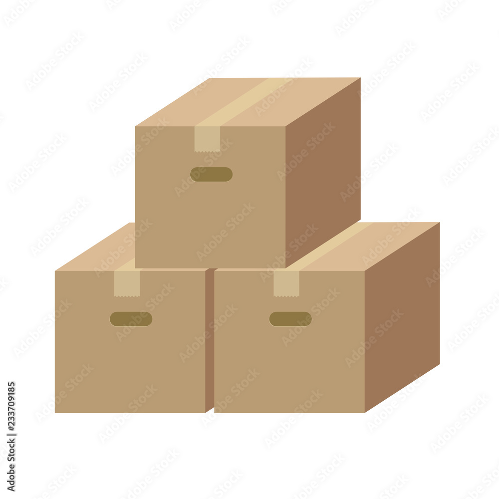 荷造りされた積み重なった段ボールのイラスト Carton Illustration Stock Vector Adobe Stock