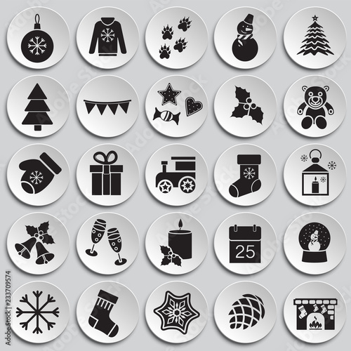 Christmas set on plates background icons