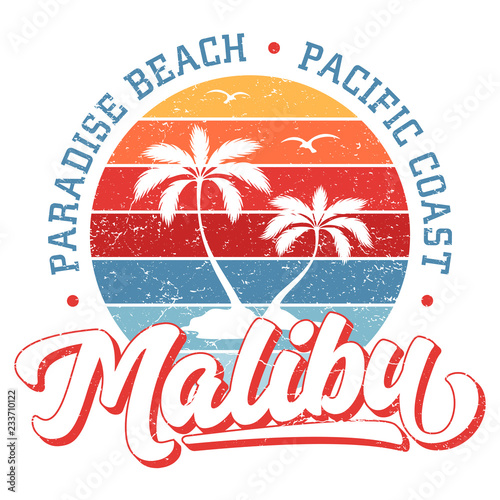Paradise Beach Malibu - Tee Design For Printing