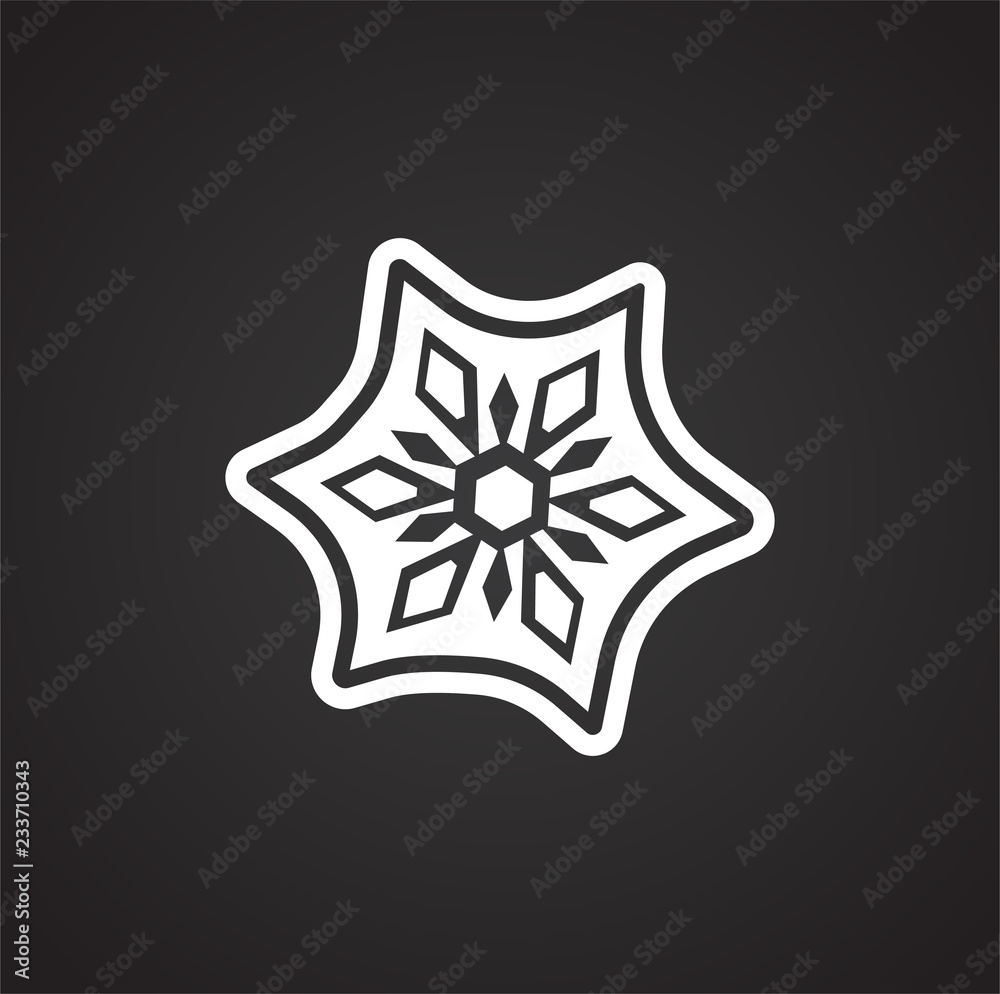 Snowflake on black background icon