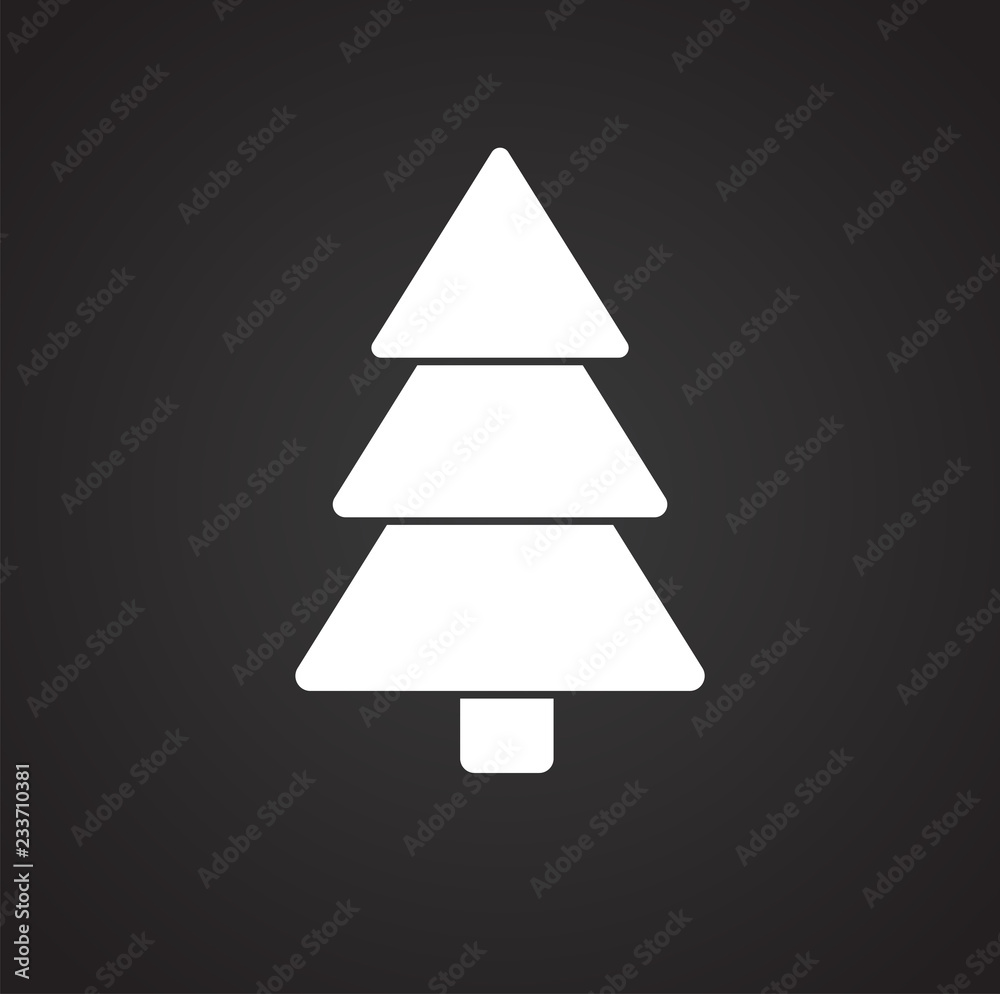 Fototapeta premium Christmas tree on black background icon