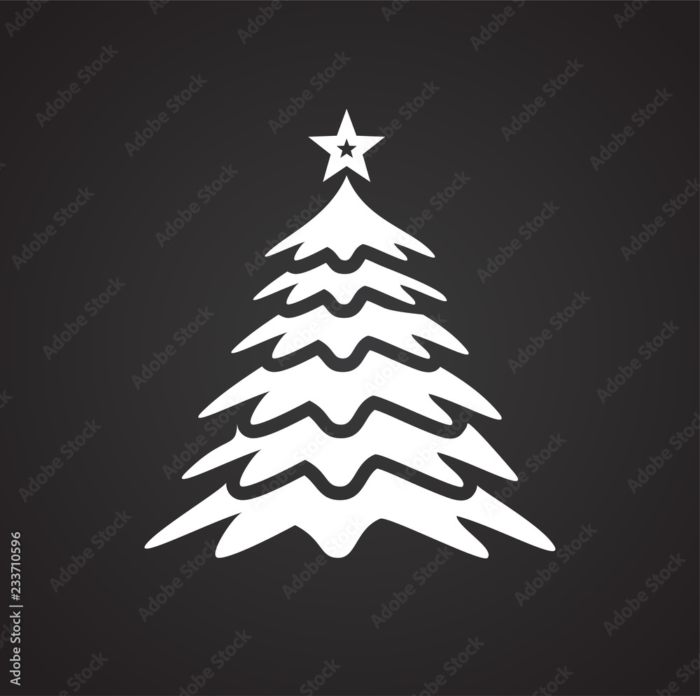 Obraz premium Christmas tree on black background icon