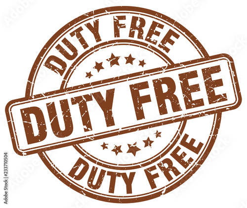 duty free brown grunge round vintage rubber stamp