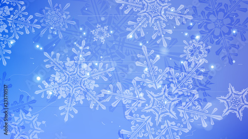 Snowflakes and festive lights - vector background with beautiful snowflakes that merrily shine and shimmer in color space