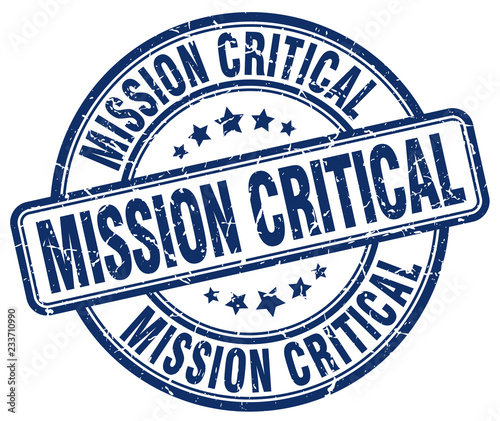 mission critical blue grunge stamp