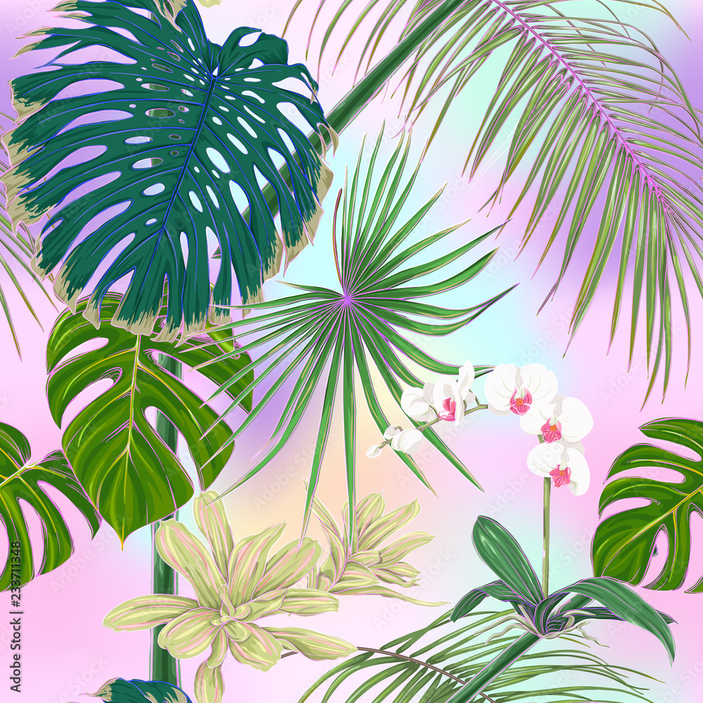 Obraz premium Seamless pattern, background. with tropical plants