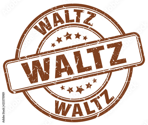 waltz brown grunge round vintage rubber stamp
