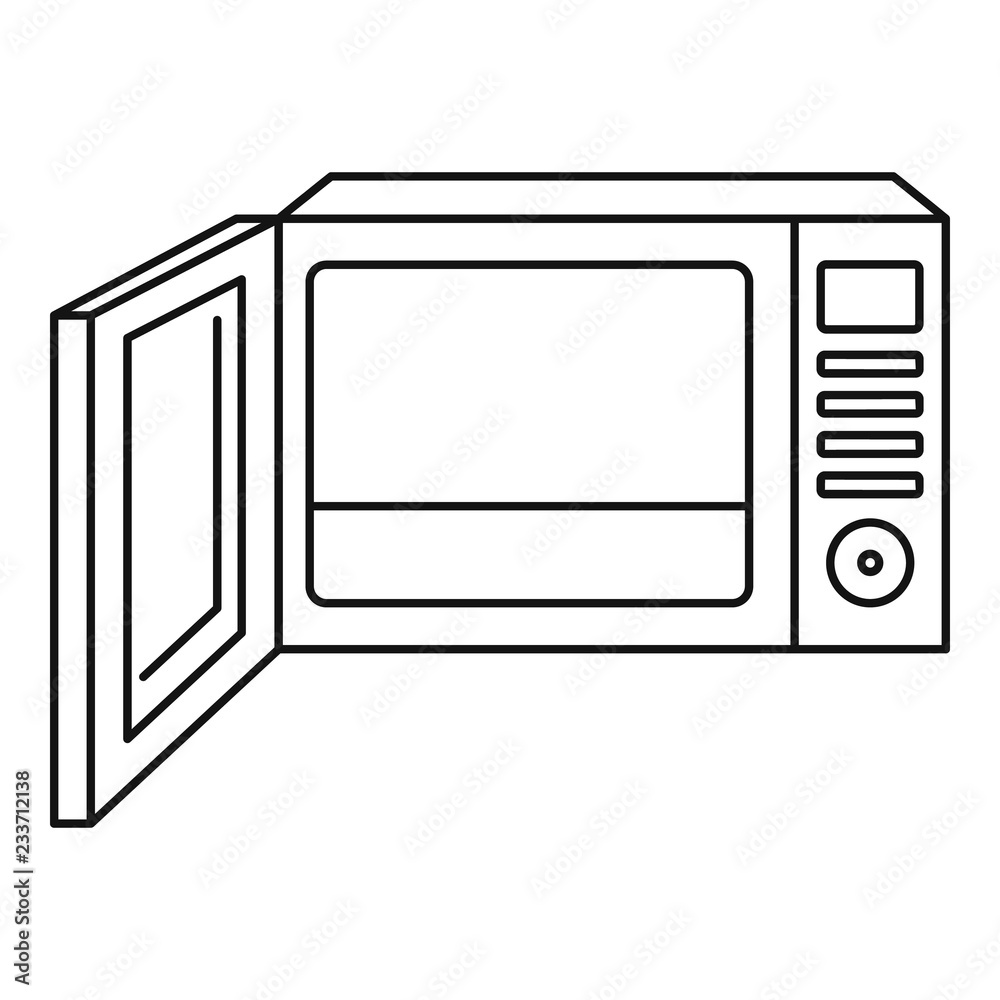 Fototapeta premium Open microwave icon. Outline open microwave vector icon for web design isolated on white background