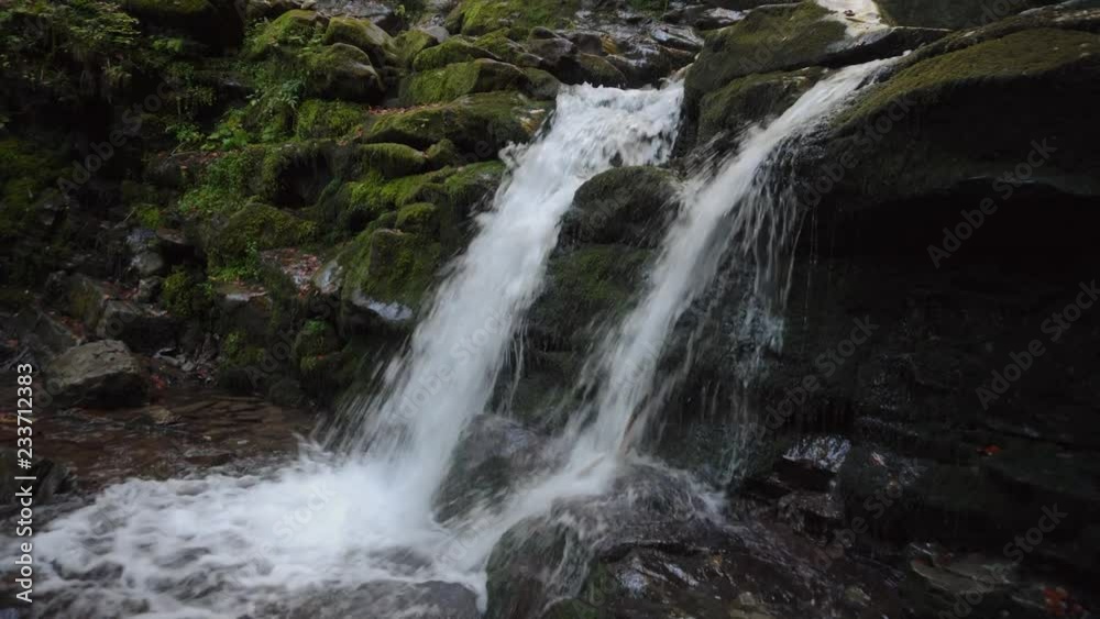 Stock video of a waterfall in jungle surrounded by an assortment of trees ending into a pond. Stock video of a waterfall in jungle surrounded by an assortment of trees ending into a pond.