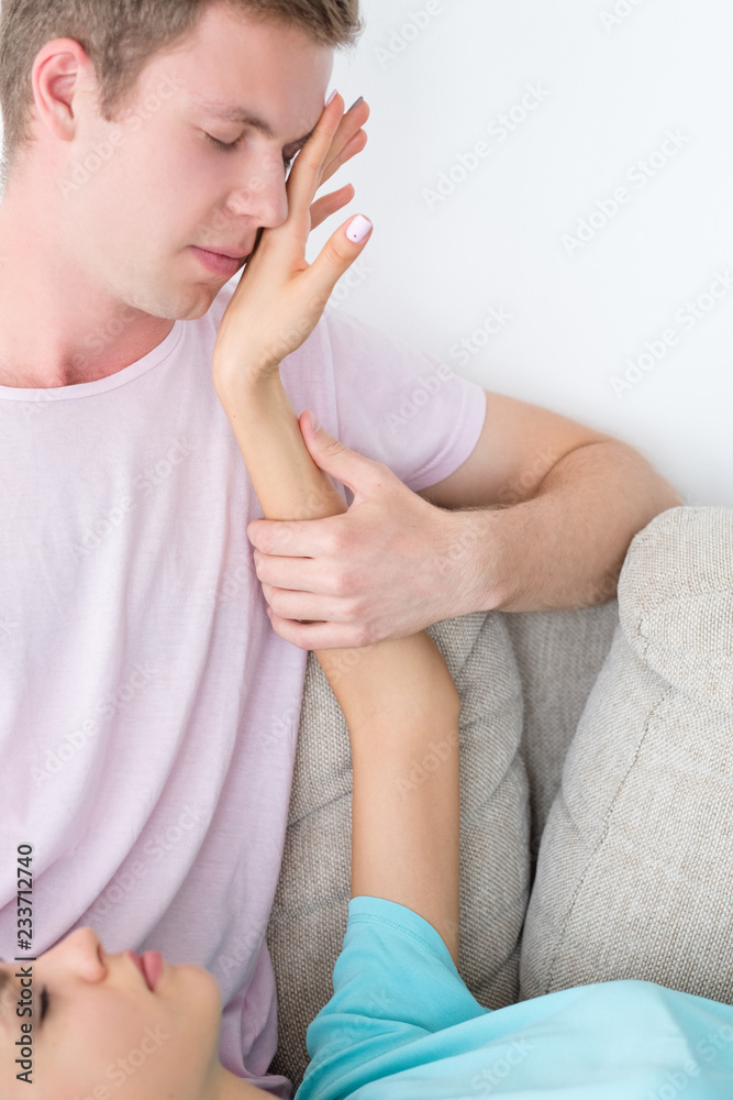 soft loving touch of a woman. love bond and tenderness.