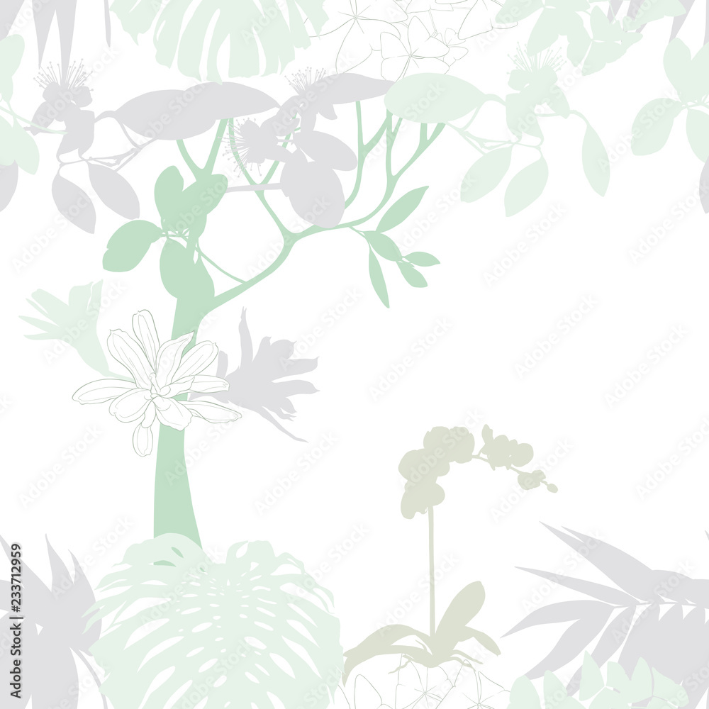 Seamless pattern, background. with tropical plants Seamless pattern, background. with tropical plants