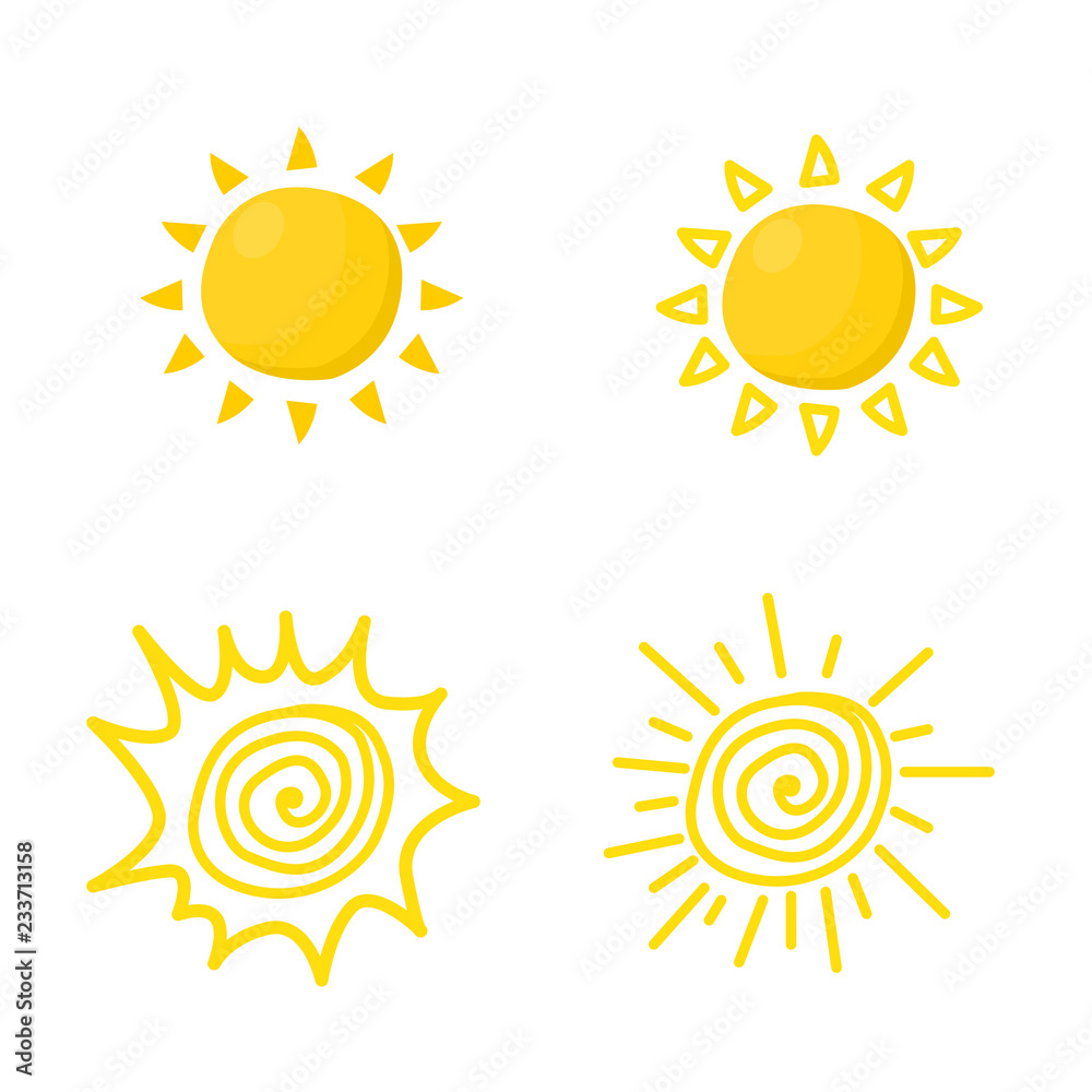 Set of sun icon vector Set of sun icon vector