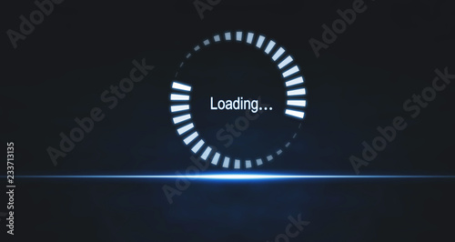 Loading symbol on blue light background. Business concept photo