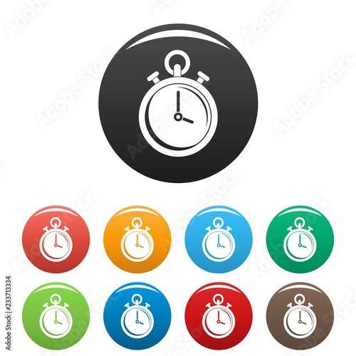 Contraceptive stopwatch icons set 9 color vector isolated on white for any design