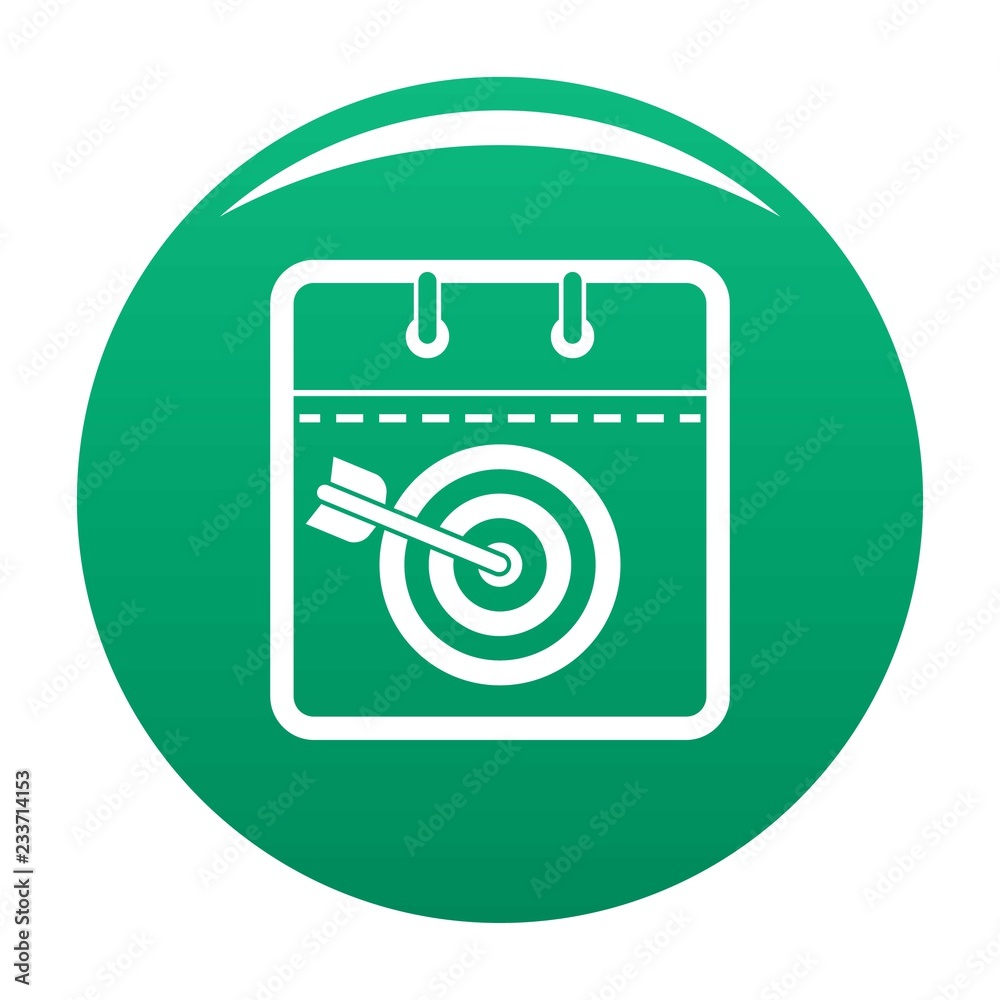 Calendar target icon. Simple illustration of calendar target vector icon for any design green Calendar target icon. Simple illustration of calendar target vector icon for any design green