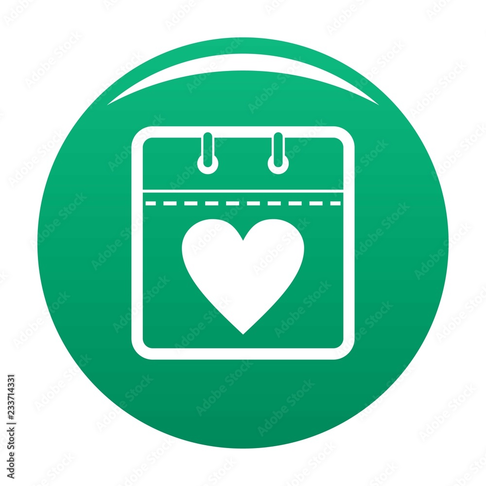 Calendar valentine day icon. Simple illustration of calendar valentine day vector icon for any design green Calendar valentine day icon. Simple illustration of calendar valentine day vector icon for any design green