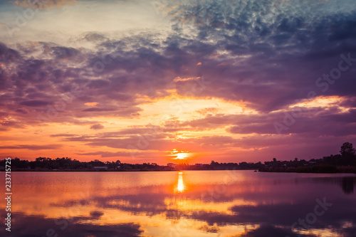 sunset at the lake landscape