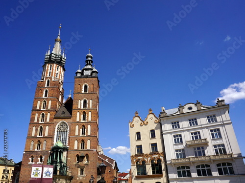 St. Mary`s Basilica, a symbol of Krakow an one of the most famous landmarks in Poland