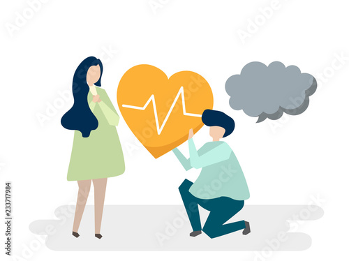 Wallpaper Mural Guy holding a beating heart for a woman illustration Torontodigital.ca