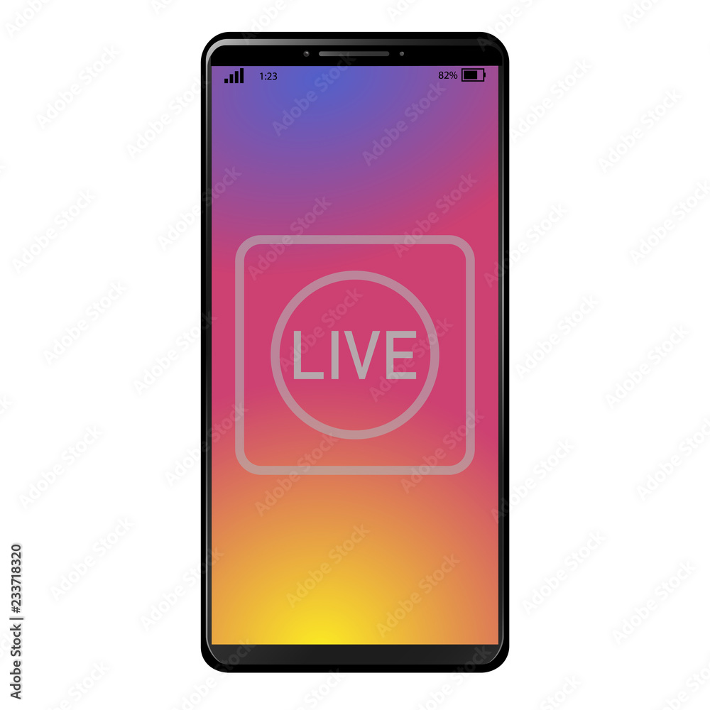 Generic modern smart phone with live camera on sunset background Generic modern smart phone with live camera on sunset background