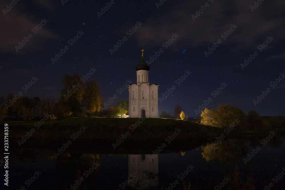 Church of the Intercession of the Holy Virgin on the Nerl River n night, Bogolubovo, Russia
