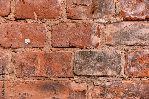 Masonry wall macro bright contrast with the texture of the bricks