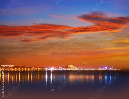 Denia sunset skyline in Las Rotas Alicante