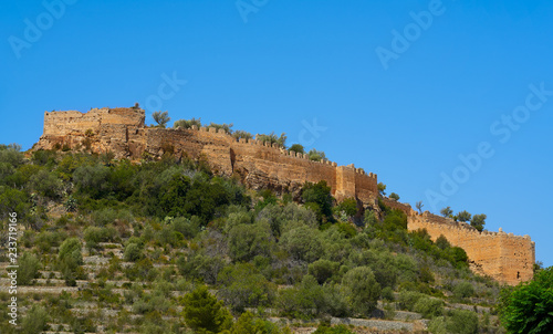 Corbera village Castle in Valencia Spain © lunamarina