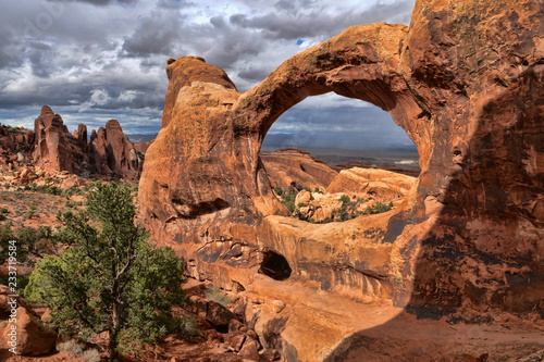 Storm clearing the rugged red rock arch country