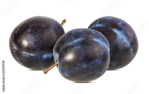 Fresh plum isolated on white background with clipping path