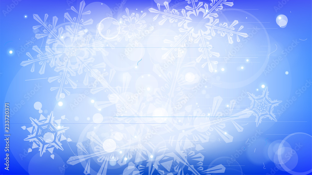 Snowflakes and festive lights - vector background with beautiful snowflakes that merrily shine and shimmer in color space