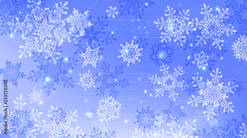 Snowflakes and festive lights - vector background with beautiful snowflakes that merrily shine and shimmer in color space Snowflakes and festive lights - vector background with beautiful snowflakes that merrily shine and shimmer in color space